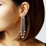 105168, CRYSTAL RHINESTONE WITH PEARL DROP DANGLE EARRING
