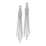 105169, BAGUETTE CUBIC ZIRCONIA ACCENT CRYSTAL RHINESTONE DROP DANGLE EARRING