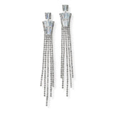 105170, BAGUETTE CUBIC ZIRCONIA ACCENT CRYSTAL RHINESTONE DROP DANGLE EARRING