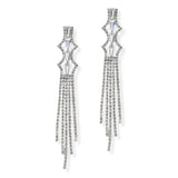 105171, BAGUETTE CUBIC ZIRCONIA ACCENT CRYSTAL RHINESTONE DROP DANGLE EARRING