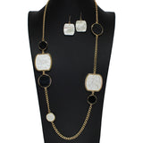105189, GLITTER GEOMETRIC CELLULOID ACETATE LONG NECKLACE
