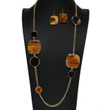 105189, GLITTER GEOMETRIC CELLULOID ACETATE LONG NECKLACE