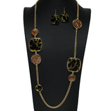 105189, GLITTER GEOMETRIC CELLULOID ACETATE LONG NECKLACE