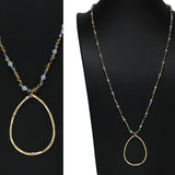 105200, CUTOUT TEARDROP WITH BEADED LONG PENDANT NECKLACE