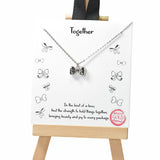 105217, GOLD DIPPED, TOGETHER, DAINTY RIBBON BOW CHARM NECKLACE