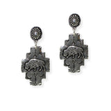 105227, WESTERN ENGRAVED BUFFALO METAL DANGLE EARRING