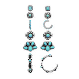 105255, WESTERN THEME TURQUOISE STONE STUD EARRING SET