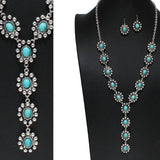 105270, WESTERN CONCHO TURQUOISE STONE Y-SHAPED NECKLACE