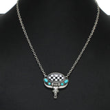 105271, WESTERN STEER HEAD WITH CHECKERED PRINT ACCENT NECKLACE