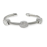 105343, OVAL PAVE CUBIC ZIRCONIA ACCENT DESIGNER INSPIRED CUFF BRACELET