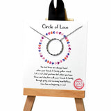 105382, WHITE GOLD DIPPED, CIRCLE OF LOVE, ROUND RING DAINTY CUBIC ZIRCONIA ACCENT NECKLACE
