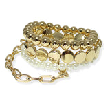 105388, BALL, PEARL AND CIRCLE MULTI LAYERED BEADED STRETCH BRACELET