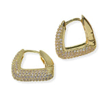 105398, WHITE GOLD DIPPED, HANDBAG DESIGN MICRO PAVE CUBIC ZIRCONIA HUGGIE HOOP EARRING
