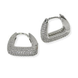105398, WHITE GOLD DIPPED, HANDBAG DESIGN MICRO PAVE CUBIC ZIRCONIA HUGGIE HOOP EARRING