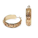 105403, GEOMETRIC TEXTURE PATTERN ROUND HOOP EARRING