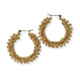 105411, BRASS BALL BEADED ROUND HOOP EARRING