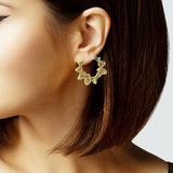 105414, BRASS WAVY TEXTURED HUGGIE HOOP EARRING