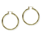 105422, 50MM, GOLD DIPPED, CUT TEXTURED ACCENT ALUMINUM ROUND HOOP EARRING