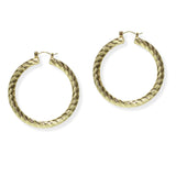 105424, 50MM, GOLD DIPPED, BRUSHED TEXTURE ALUMINUM ROUND HOOP EARRING