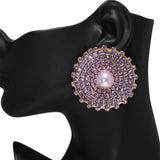 105443, FLOWER LOOK PEARL WITH RHINESTONE EARRING