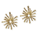 105449, FLORAL HAMMERED ANTIQUE METAL EARRING