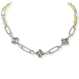 105467, 14K GOLD PLATED, CLOVER ACCENT DESIGNER INSPIRED NECKLACE