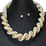105507, PEARL WITH CRYSTAL RHINESTONE ACCENT TWISTED NECKLACE