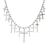 105525, PAVE CROSS MULTI CHARM NECKLACE