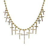 105525, PAVE CROSS MULTI CHARM NECKLACE