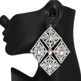 105540, DIAMOND SHAPE BAGUETTE AND CRYSTAL RHINESTONE EVENING EARRING