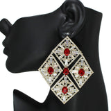 105540, DIAMOND SHAPE BAGUETTE AND CRYSTAL RHINESTONE EVENING EARRING