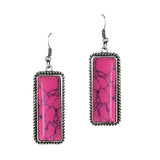 105557, RECTANGLE SEMI PRECIOUS STONE DANGLE EARRING