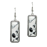 105557, RECTANGLE SEMI PRECIOUS STONE DANGLE EARRING