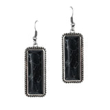 105557, RECTANGLE SEMI PRECIOUS STONE DANGLE EARRING