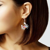 105564, CRAB CRYSTAL RHINESTONE WITH ENAMEL DANGLE EARRING