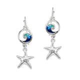 105565, STARFISH WITH OCEAN WAVE DANGLE EARRING