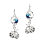 105565, SEASHELL SAND DOLLAR WITH OCEAN WAVE DANGLE EARRING