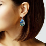 105569, TEARDROP ABSTRACT ABALONE ACCENT DANGLE EARRING