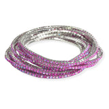 105581, 12 PIECES CRYSTAL RHINESTONE LINE MULTI LAYERED STRETCH BRACELET