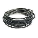 105581, 12 PIECES CRYSTAL RHINESTONE LINE MULTI LAYERED STRETCH BRACELET