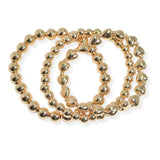105584, HEART ACCENT BALL BEADED MULTI LAYERED STRETCH BRACELET