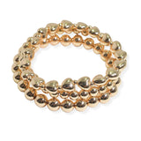 105584, HEART ACCENT BALL BEADED MULTI LAYERED STRETCH BRACELET