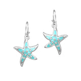 105636, STARFISH CRYSTAL RHINESTONE WITH ENAMEL DANGLE EARRING
