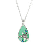 105639, SEA TURTLE TEARDROP LUCITE STONE PENDANT NECKLACE