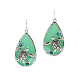 105640, SEA TURTLE TEARDROP LUCITE STONE DANGLE EARRING