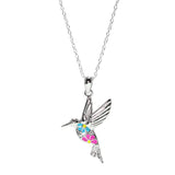 105644, BIRD FLOWER ENAMEL ACCENT PENDANT NECKLACE