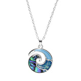 105646, OCEAN WAVE ABSTRACT ABALONE ACCENT PENDANT NECKLACE