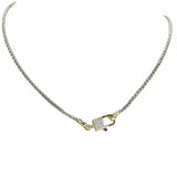 105684, 14K GOLD PLATED, LOCK MICRO PAVE CUBIC ZIRCONIA ACCENT DESIGNER INSPIRED NECKLACE