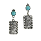 105721, WESTERN TRIBE ENGRAVED RECTANGLE DANGLE EARRING