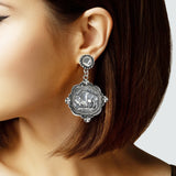 105727, WESTERN BUFFALO ENGRAVED COIN DANGLE EARRING